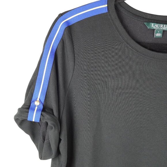 Lauren Ralph Lauren Womens Black Track-Stripe T-Shirt Size L - Picture 5 of 10